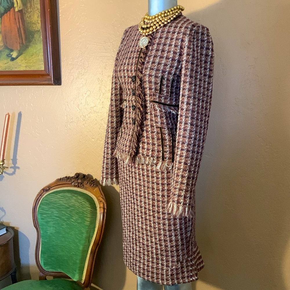 Vintage Philippe Adec Paris Brown Tweed Suit.  Sz 2/36